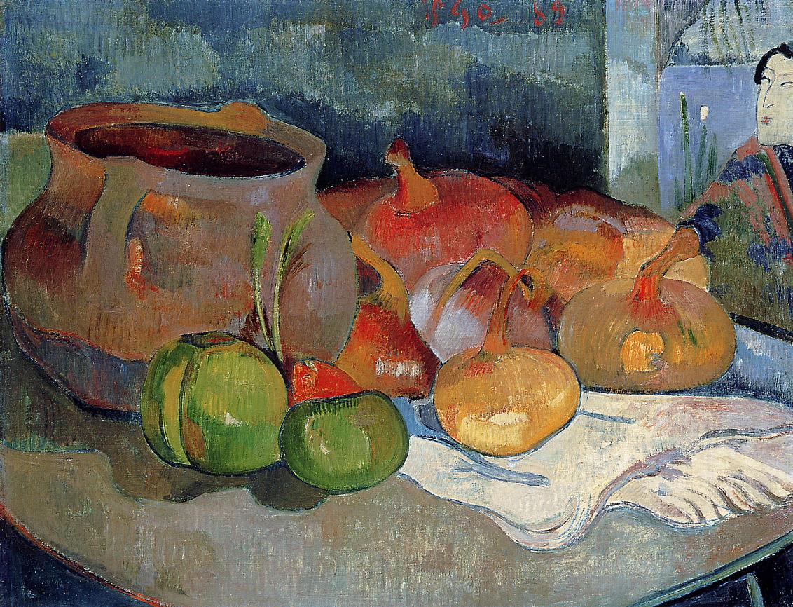 Still Life with Onions, Beetroot and a Japanese Print - Paul Gauguin Painting